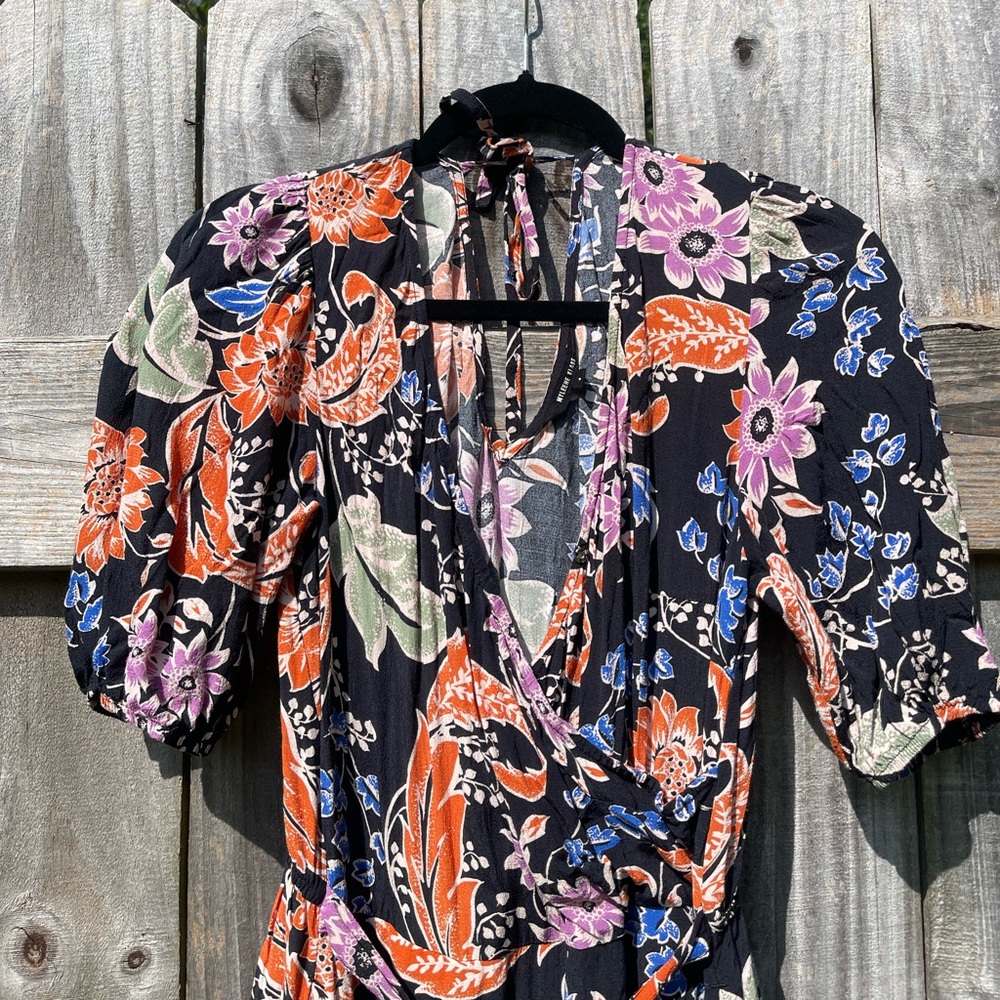 Myleene Klass Floral Black and Orange Wrap Dress Size 4 / 36 - Picture 2 of 11